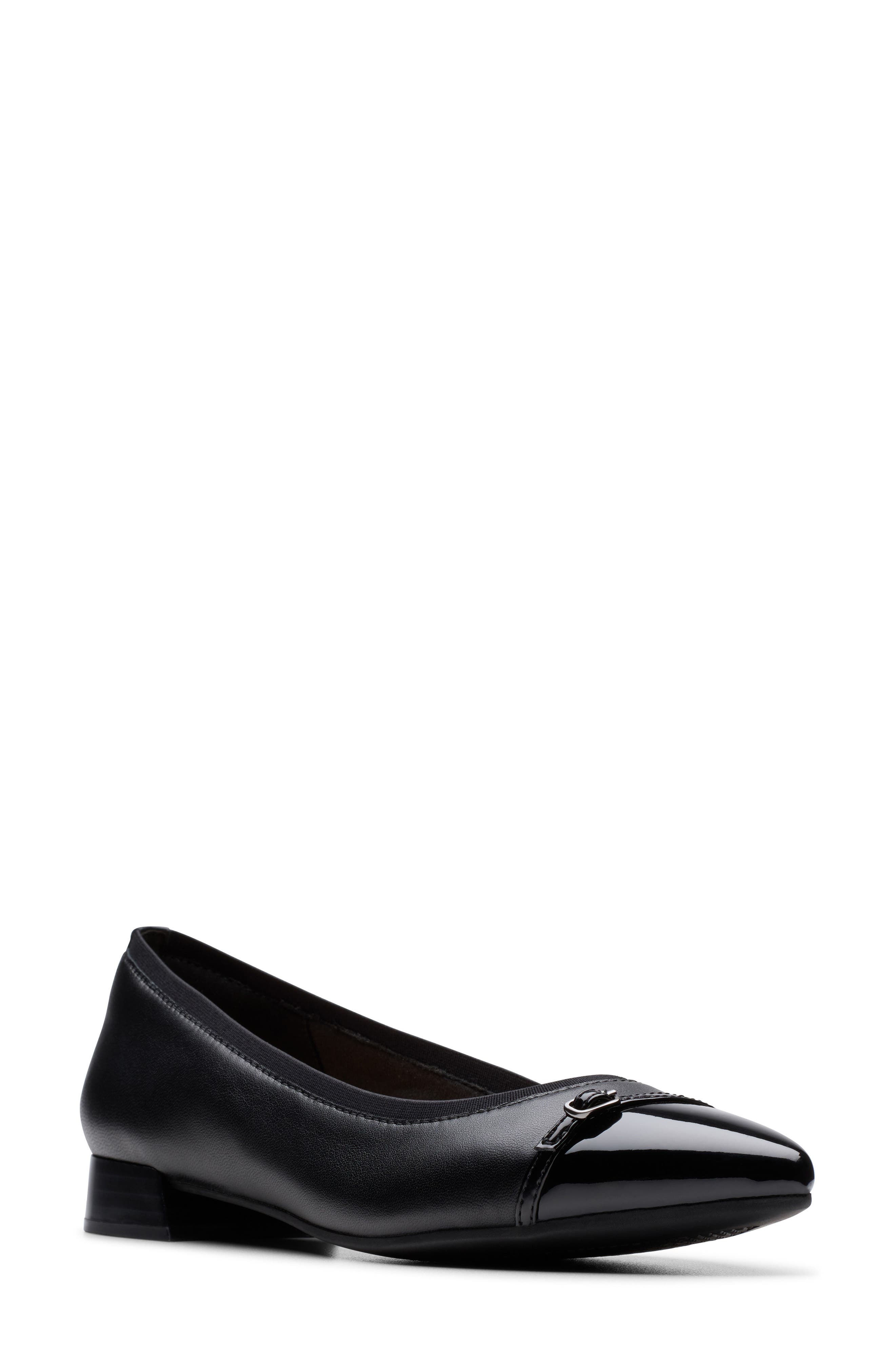 Clarks<sup>®</sup> Natalyn Dusk Flat, Main, color, Black Leather