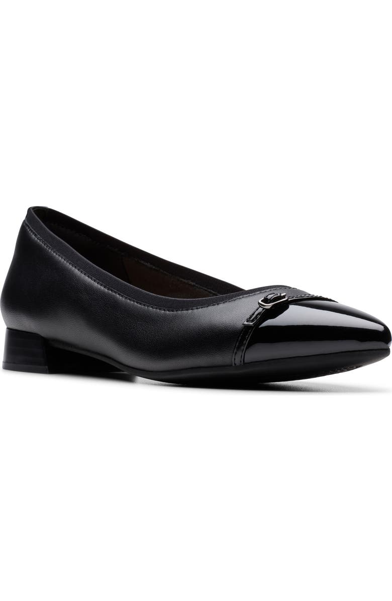 Clarks<sup>®</sup> Natalyn Dusk Flat, Main, color, Black Leather