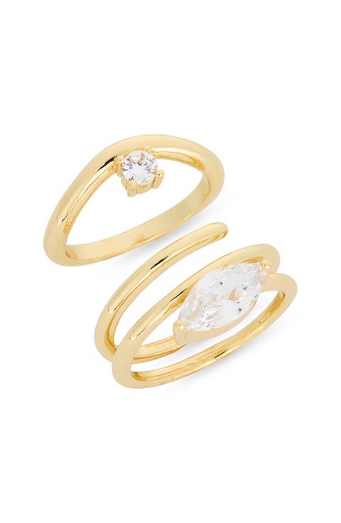 Set of 2 Cubic Zirconia Ring Stack