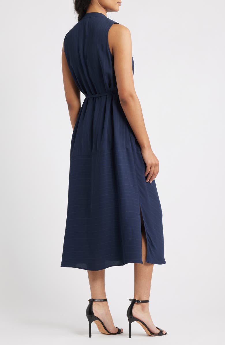 BOSS Dimosa Directional Stripe Sleeveless Midi Dress, Alternate, color, Sky Captain Pinstripe