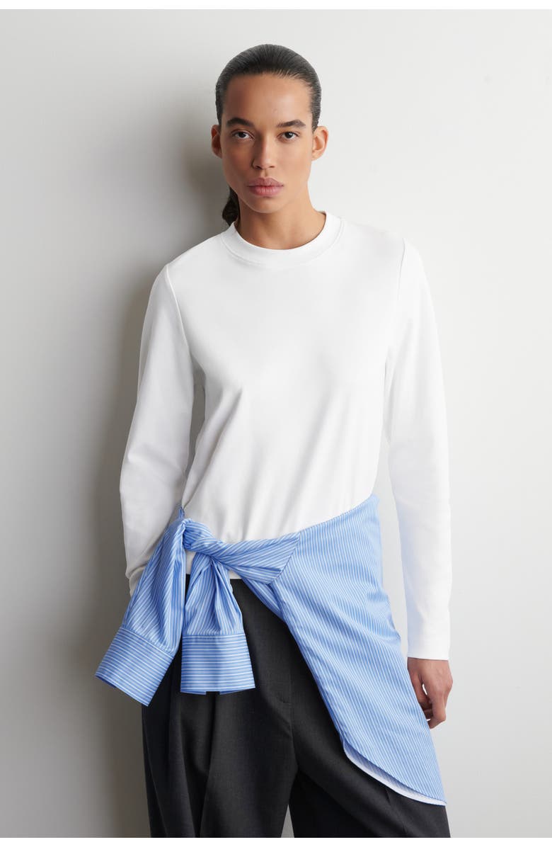 COS Clean Cut Long-Sleeved T-Shirt, Main, color, White