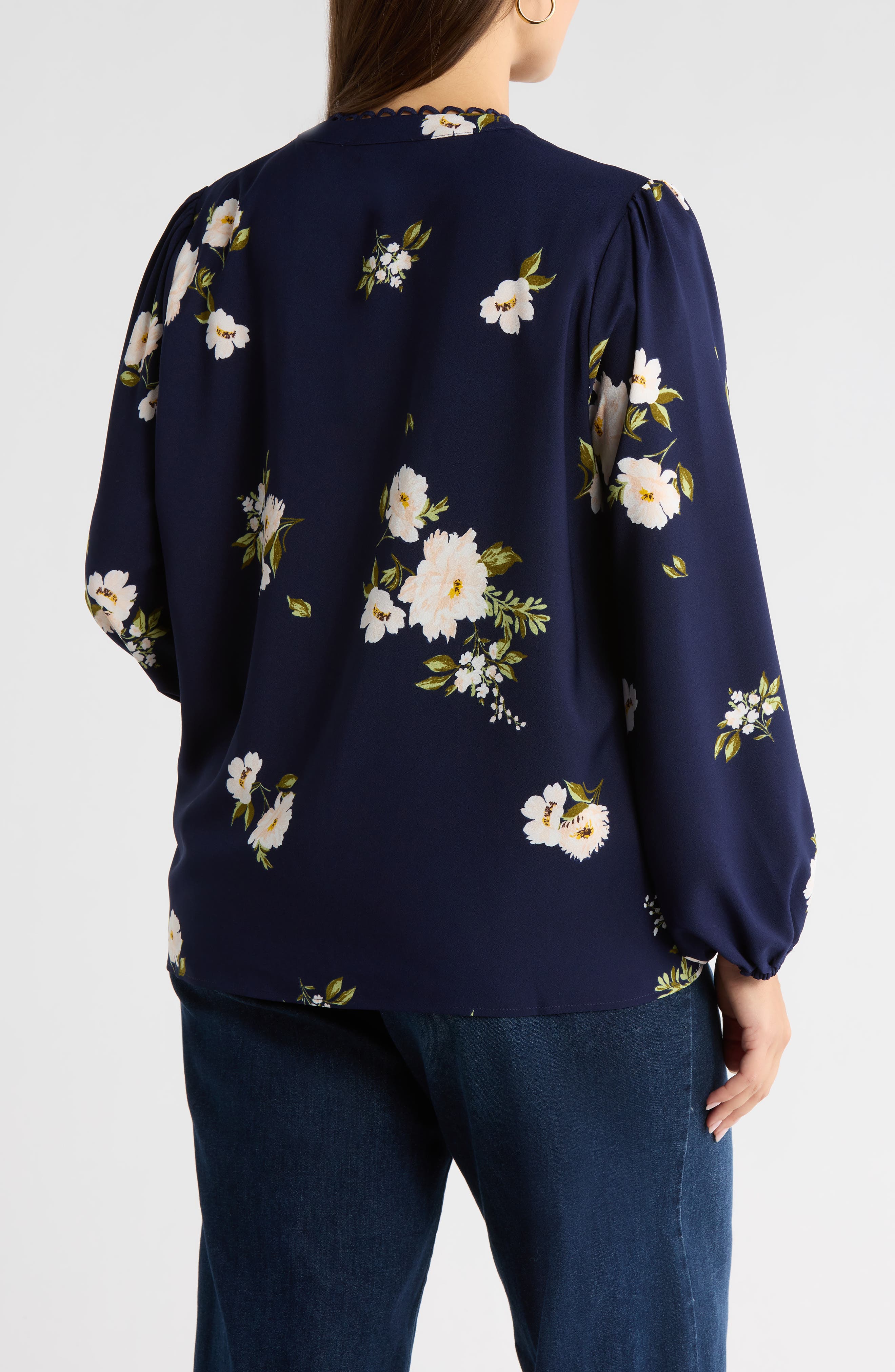 Arlene Floral Split Neck Top - image 2