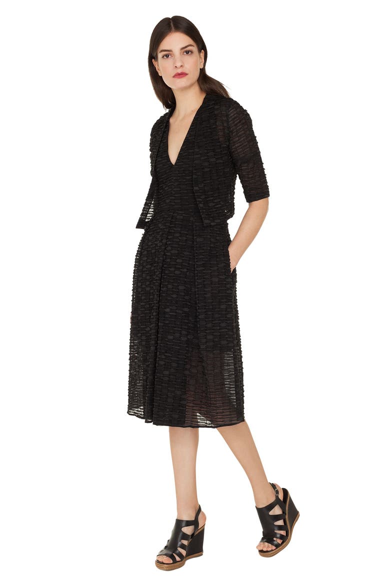 Organza Ribbon Stripe Crop Jacket, Alternate, color, BLACK
