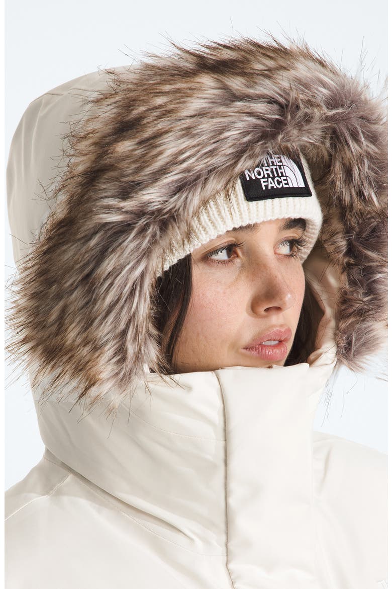 Arctic Water Repellent 600 Fill Power Down Bomber Jacket with Faux Fur Trim, Alternate, color, WHITE DUNE