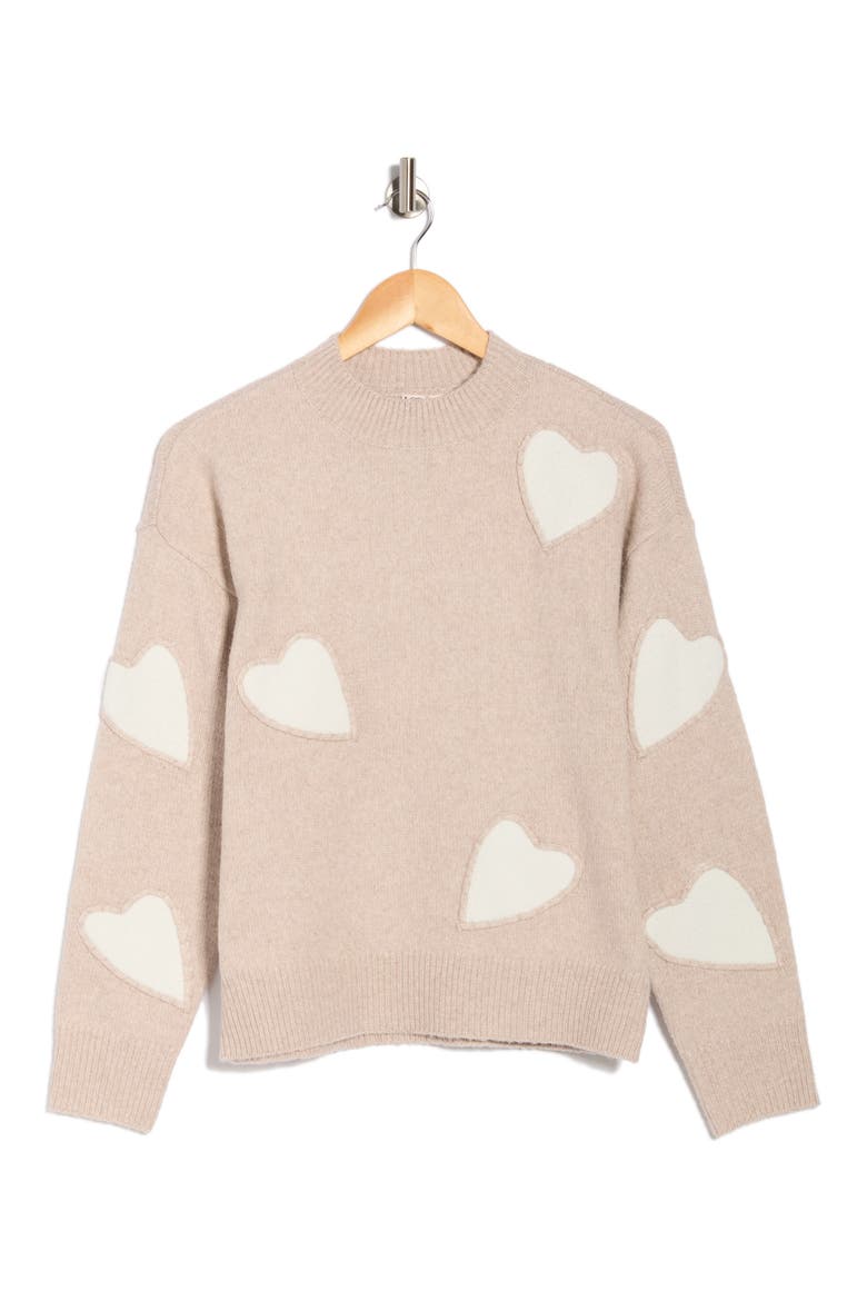 Love Heart Sweater, Alternate, color, TAPIOCA HEATHER/ EGRET