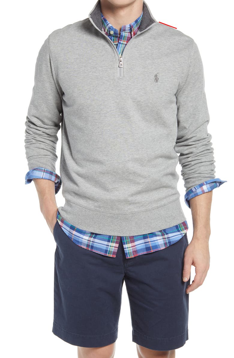 Polo Ralph Lauren Lux Heathered Quarter Zip Pullover, Main, color, 