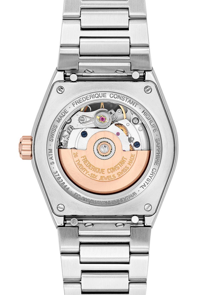Highlife Heart Beat Two-Tone Diamond Automatic Bracelet Strap Watch, 34mm, Alternate, color, SILVER-TONE