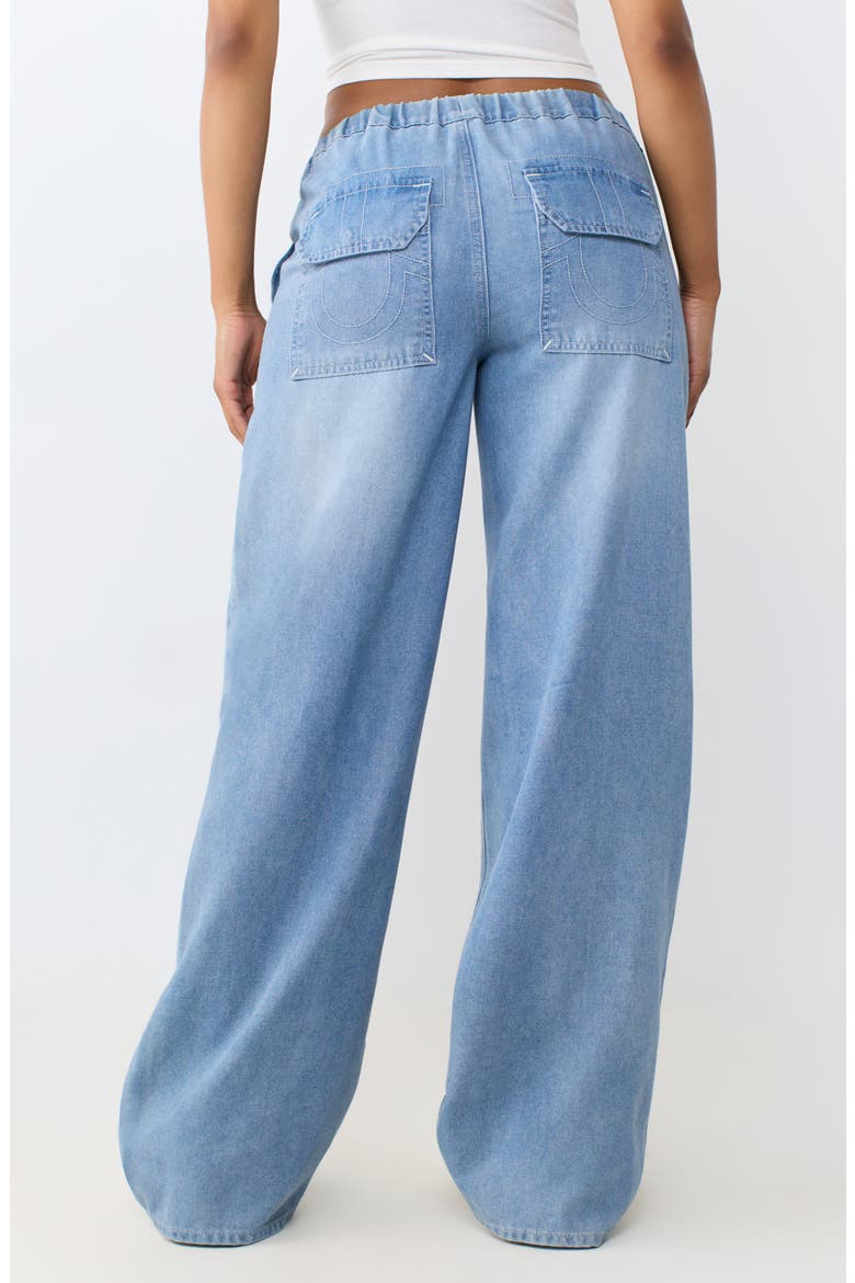 Drawcord Wide Leg Jeans, Alternate, color, LIGHT BLUE SUEDE WASH