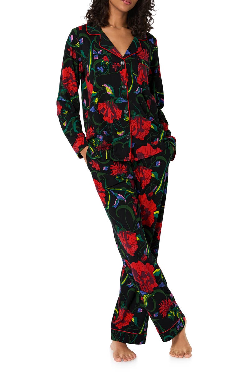BedHead Pajamas x Trina Turk Print Stretch Organic Cotton Jersey Pajamas, Main, color, Haute Floral