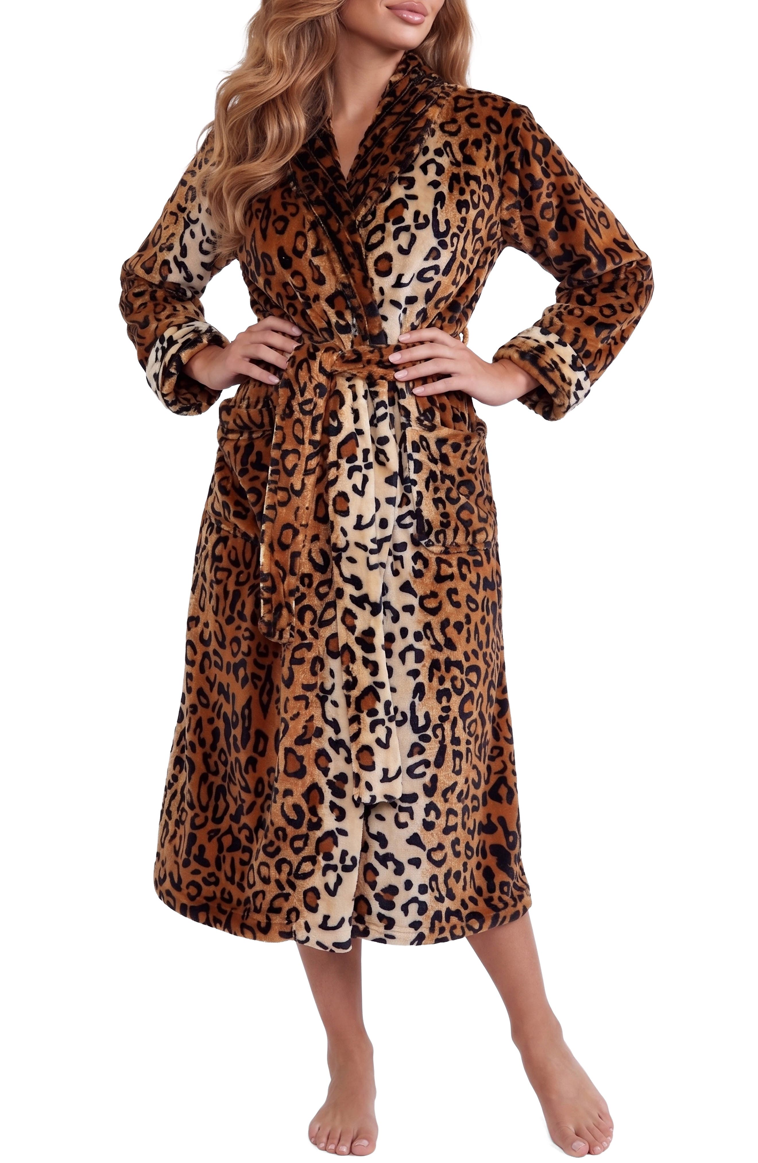 Leopard Plush Fleece Robe