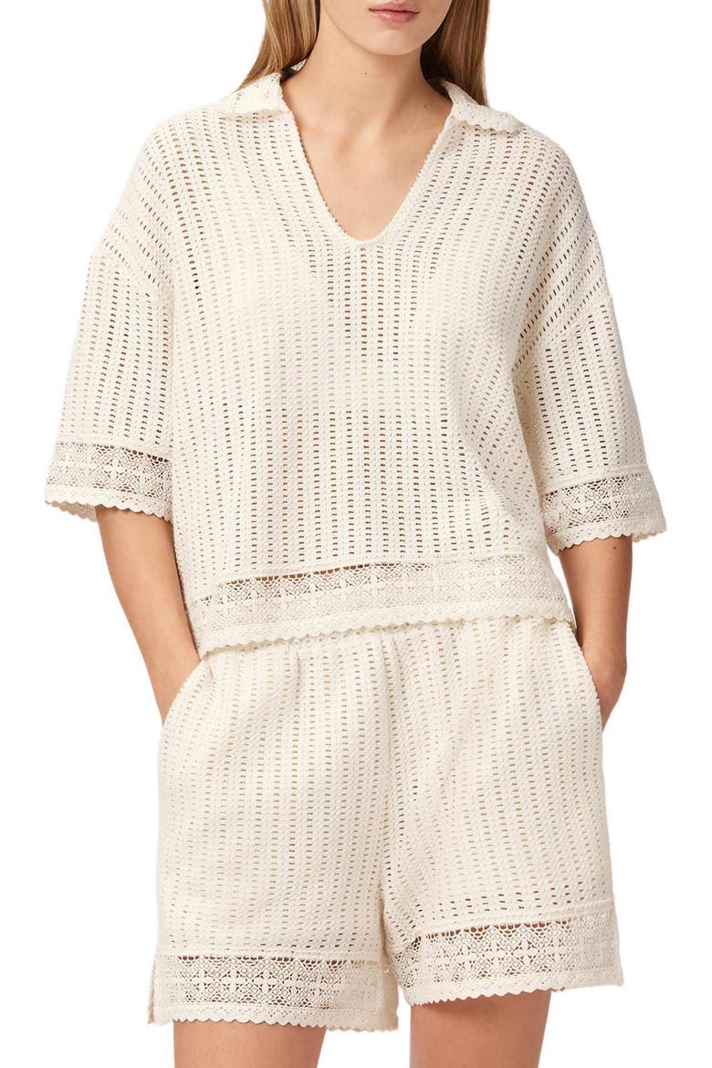 Elma Open Stitch Top, Main, color, MALLOW WHITE