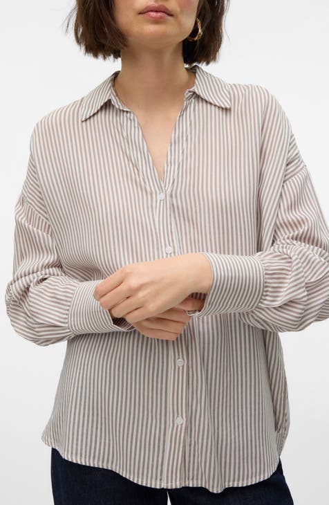 Stripe Oversize Button-Up Shirt