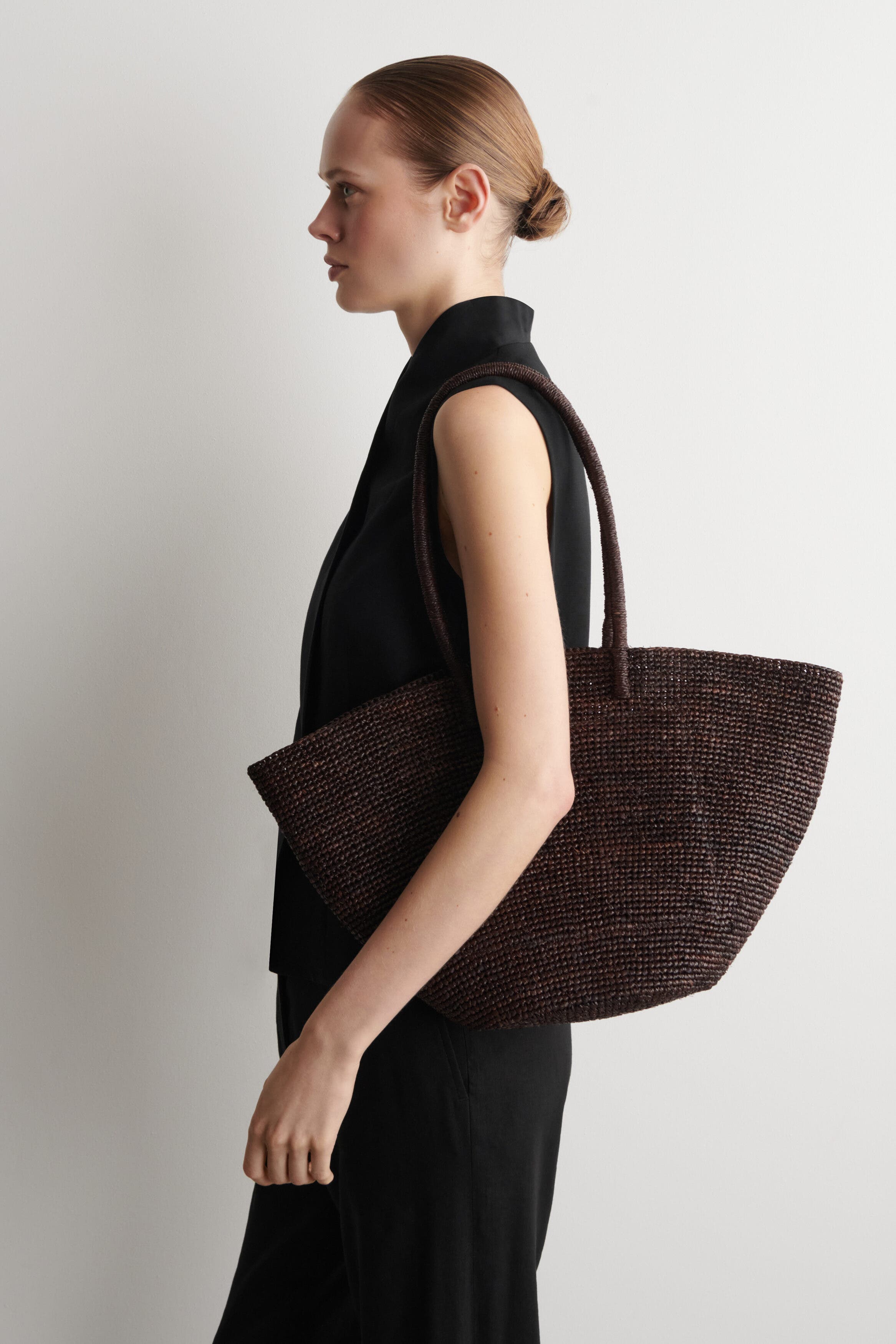 COS Hand-Woven Market Tote - Straw, Alternate, color, Brown