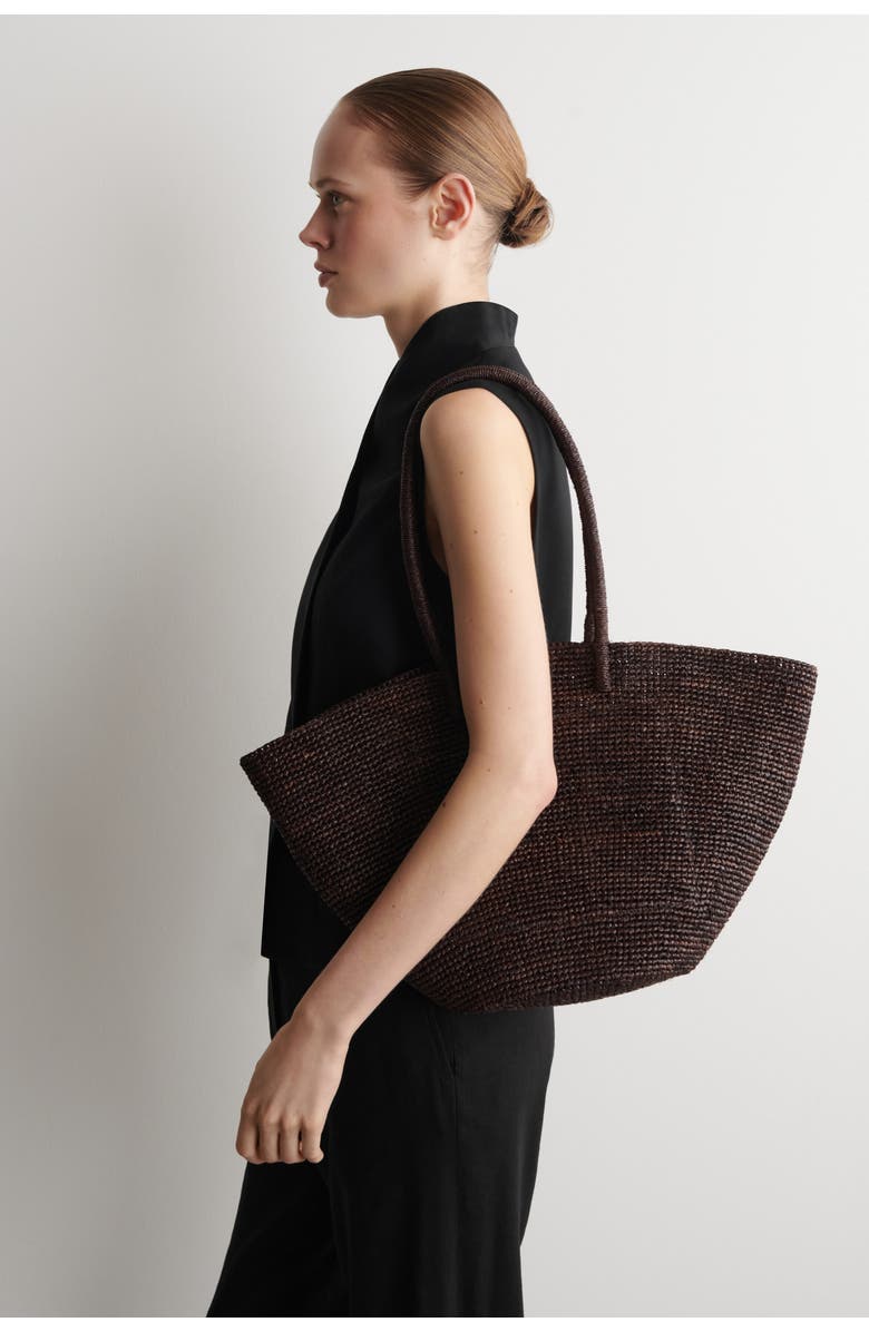 COS Hand-Woven Market Tote - Straw, Alternate, color, Brown
