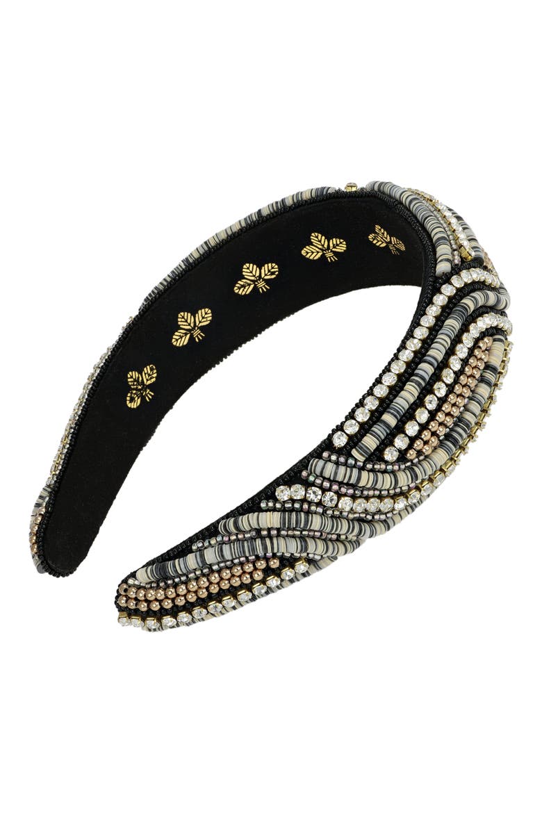 Berkeley Crystal & Bead Headband, Main, color, BLACK/ MULTI