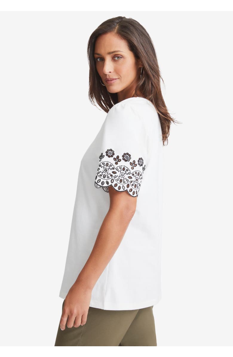 Jessica London Eyelet Scoop-Neck Tee, Alternate, color, 
