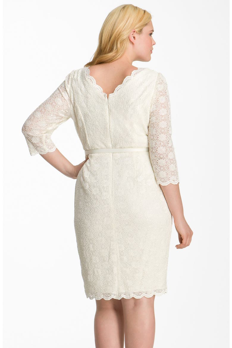 Belted Lace Sheath Dress, Alternate, color, IVORY