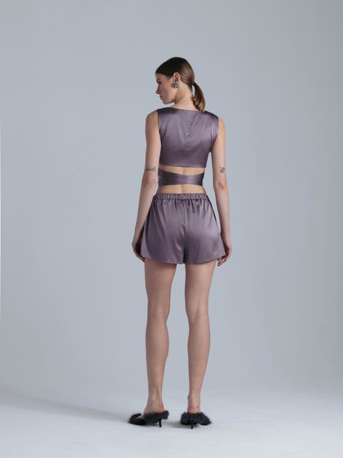Alas Silk V-neck Top In Gray