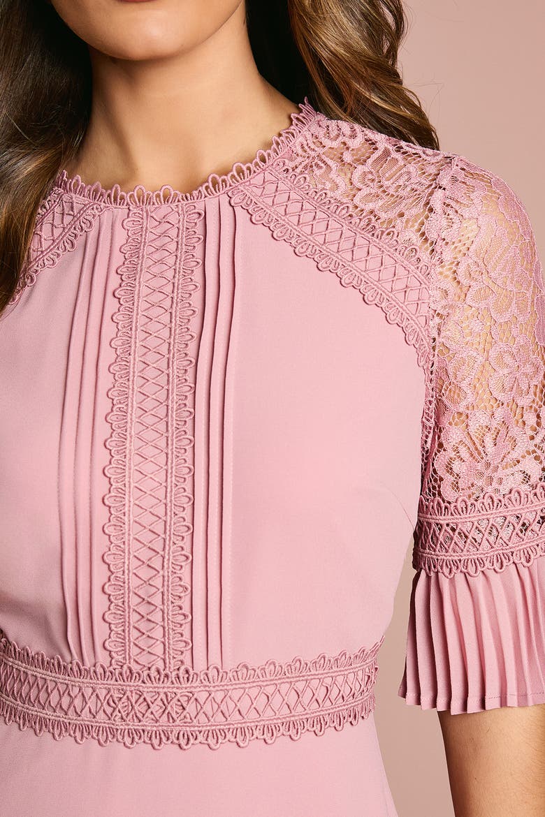 Lace Insert Midi Dress, Alternate, color, Antique Rose