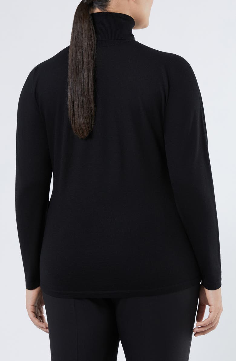 Marina Rinaldi Fatima Turtleneck Virgin Wool & Cashmere Sweater, Alternate, color, Black