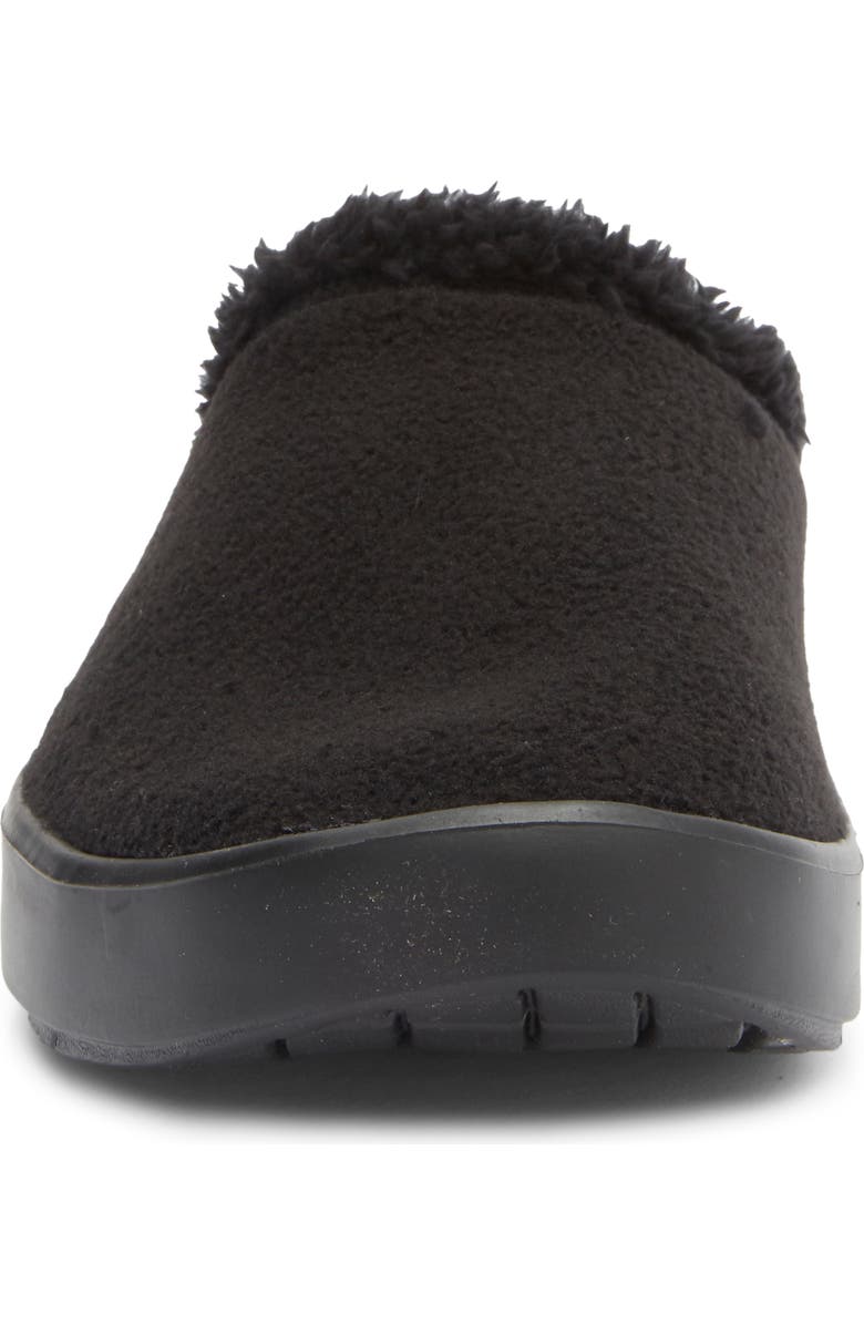 Oofos Gender Inclusive Oocoozie Fleece Clog Slipper, Alternate, color, Black
