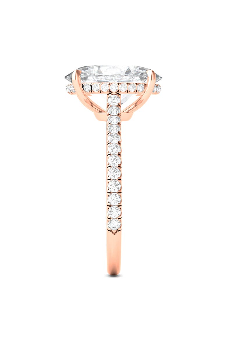 Oval Cut Pavé Lab Grown Diamond Ring, Alternate, color, 3.00 CTW 18K ROSE GOLD