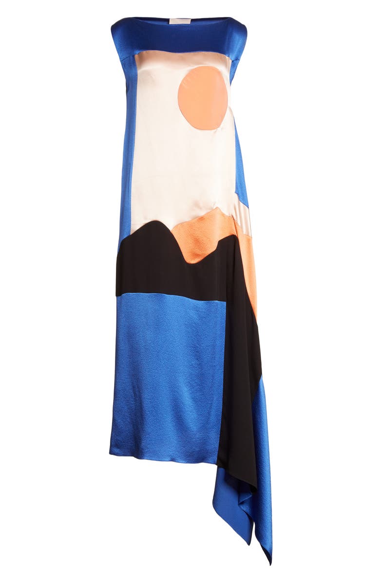 Roksanda Nakato Hammered Silk, Satin and Crêpe de Chine Midi Dress, Alternate, color, 