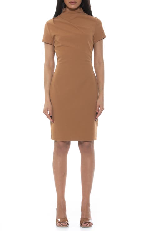 Sadee Draped Mockneck Sheath Dress