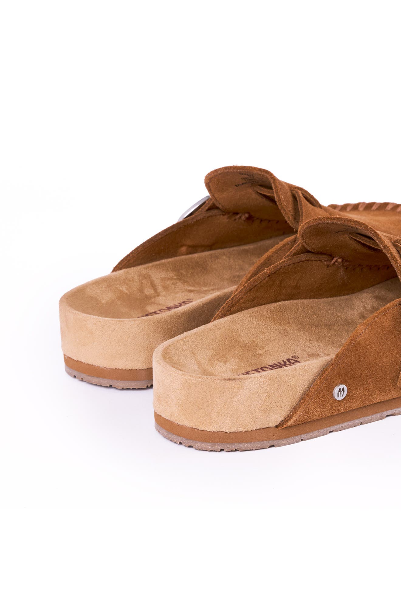 Minnetonka Buckle Clog, Alternate, color, Brown