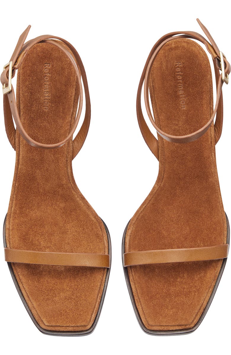 Reformation Lina Wedge Sandal, Alternate, color, Rum Leather