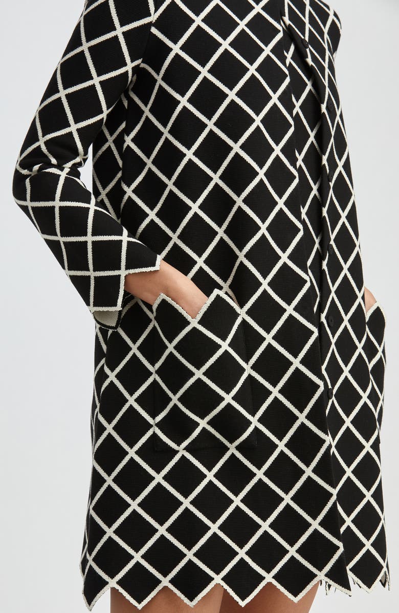 Oscar de la Renta Windowpane Knit Coat, Alternate, color, 