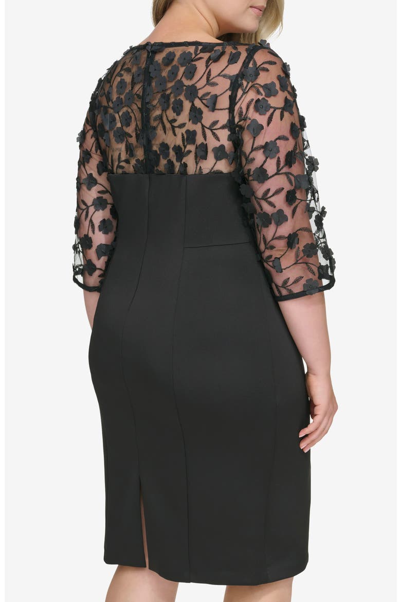 Mixed Media Cocktail Dress, Alternate, color, BLACK