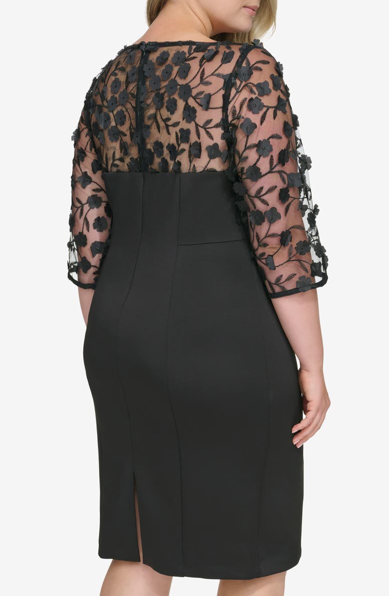 Eliza J Mixed Media Cocktail Dress, Alternate, color, Black