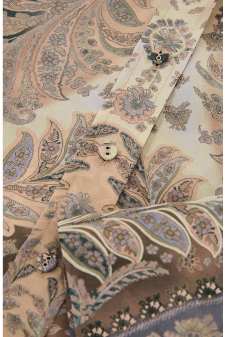 Katiya Paisley Button-Up Shirt, Alternate, color, GREY/ NEUTRAL