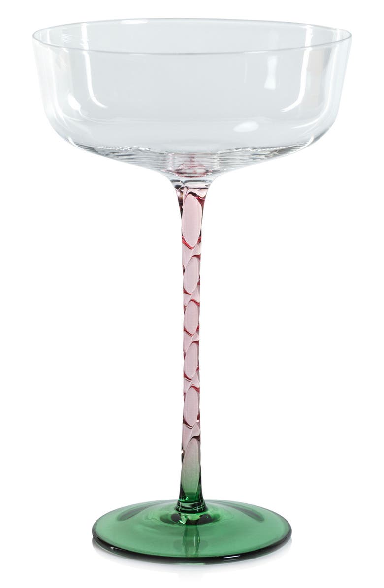 Zodax Sachi Set of 4 Martini Glasses, Main, color, Green/ Pink