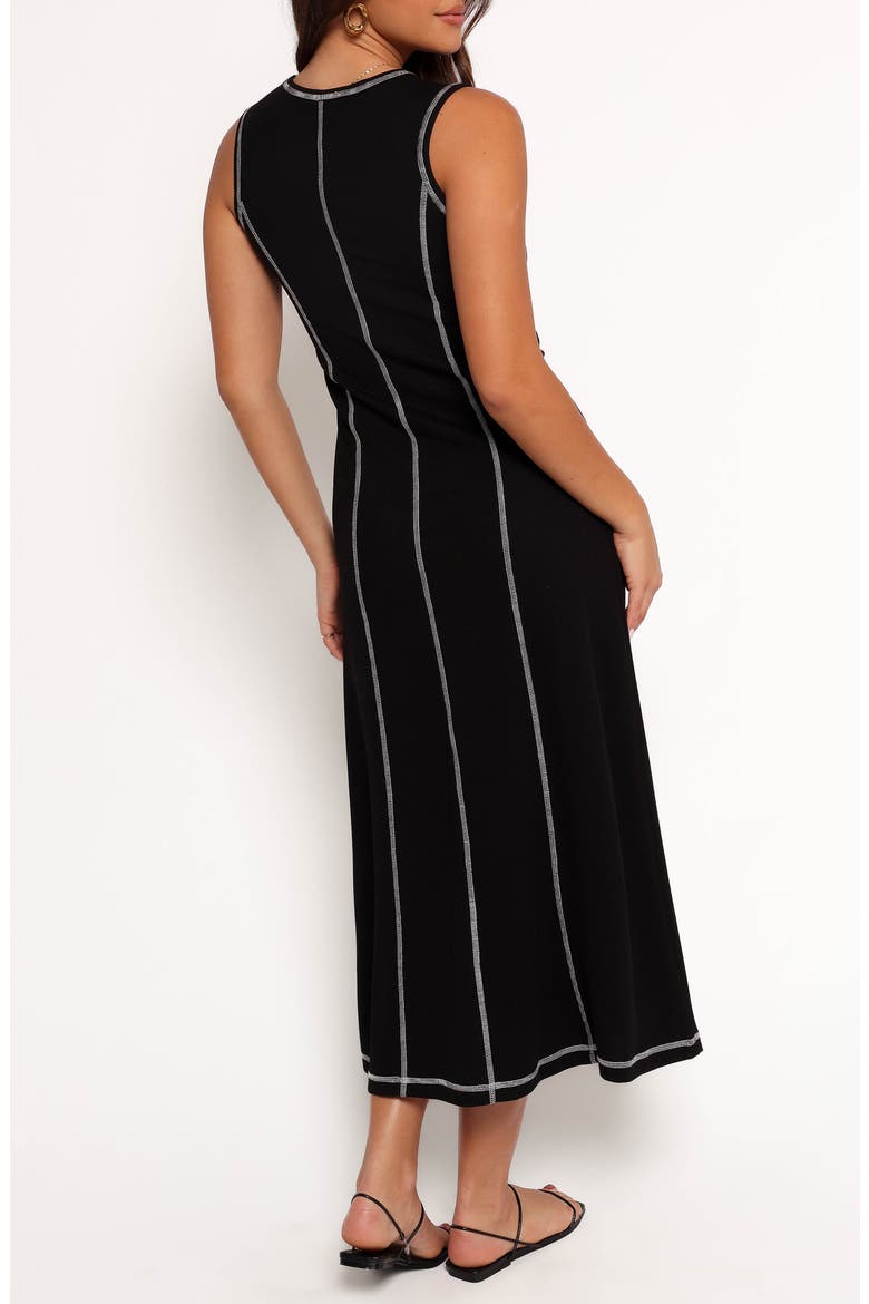 Kyrie Seamed Rib Midi Dress, Alternate, color, BLACK WHITE