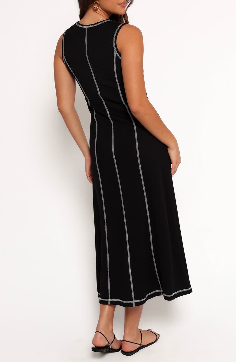 Petal & Pup Kyrie Seamed Rib Midi Dress, Alternate, color, Black White