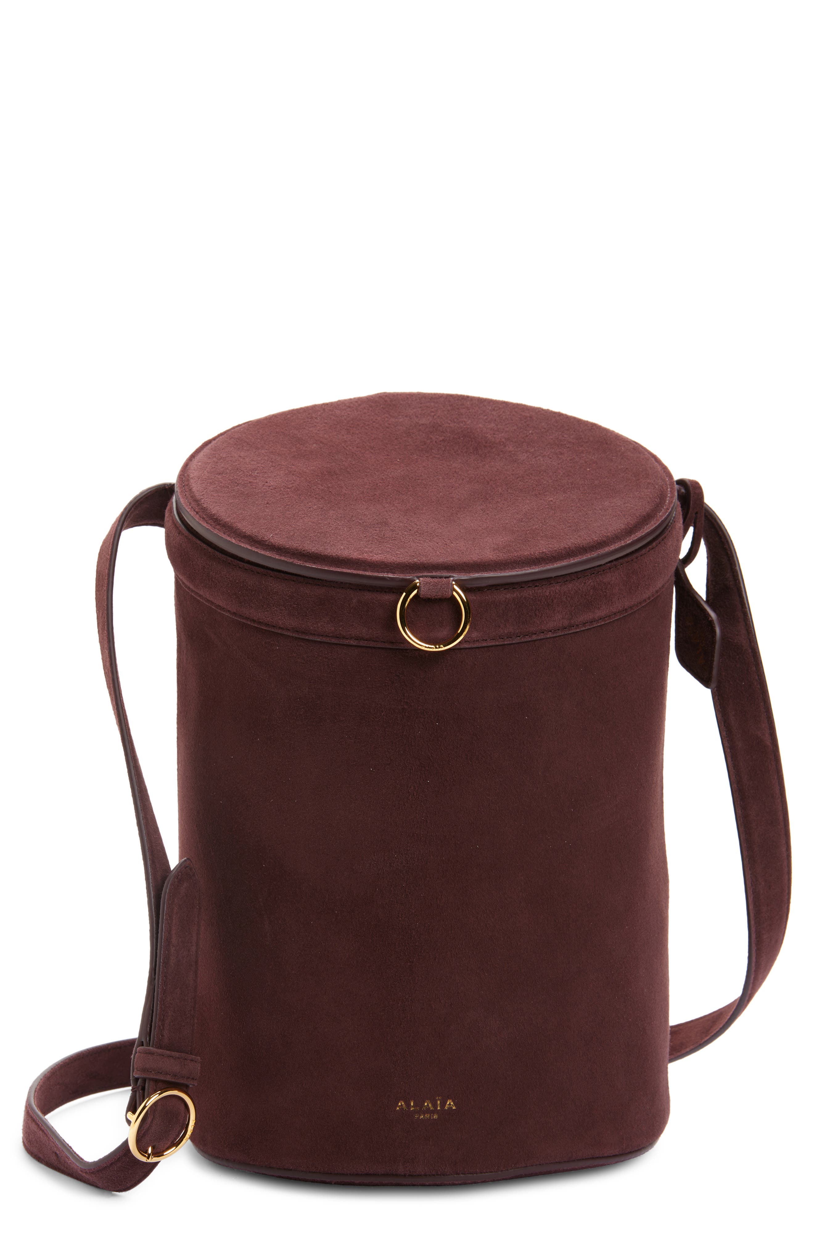 Alaïa Medium La Canette Suede Shoulder Bag, Main, color, Rouge Grenat