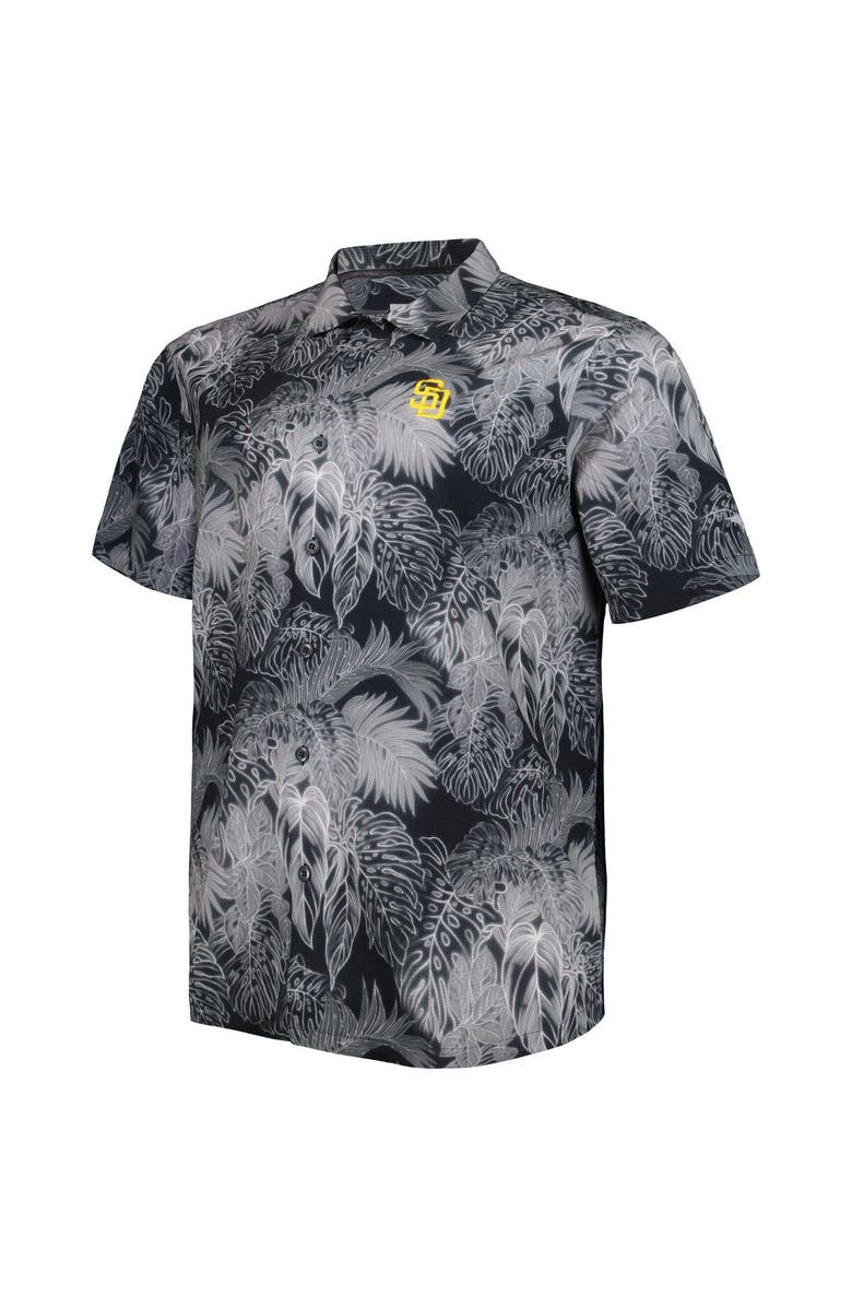 Tommy Bahama Men's Tommy Bahama Black San Diego Padres Big & Tall Luminescent Fronds Camp IslandZone Button-Up Shirt, Alternate, color, 