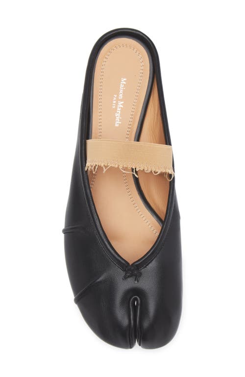 Maison Margiela Tabi Frayed Split-toe Leather Ballet Flats In Black/beige