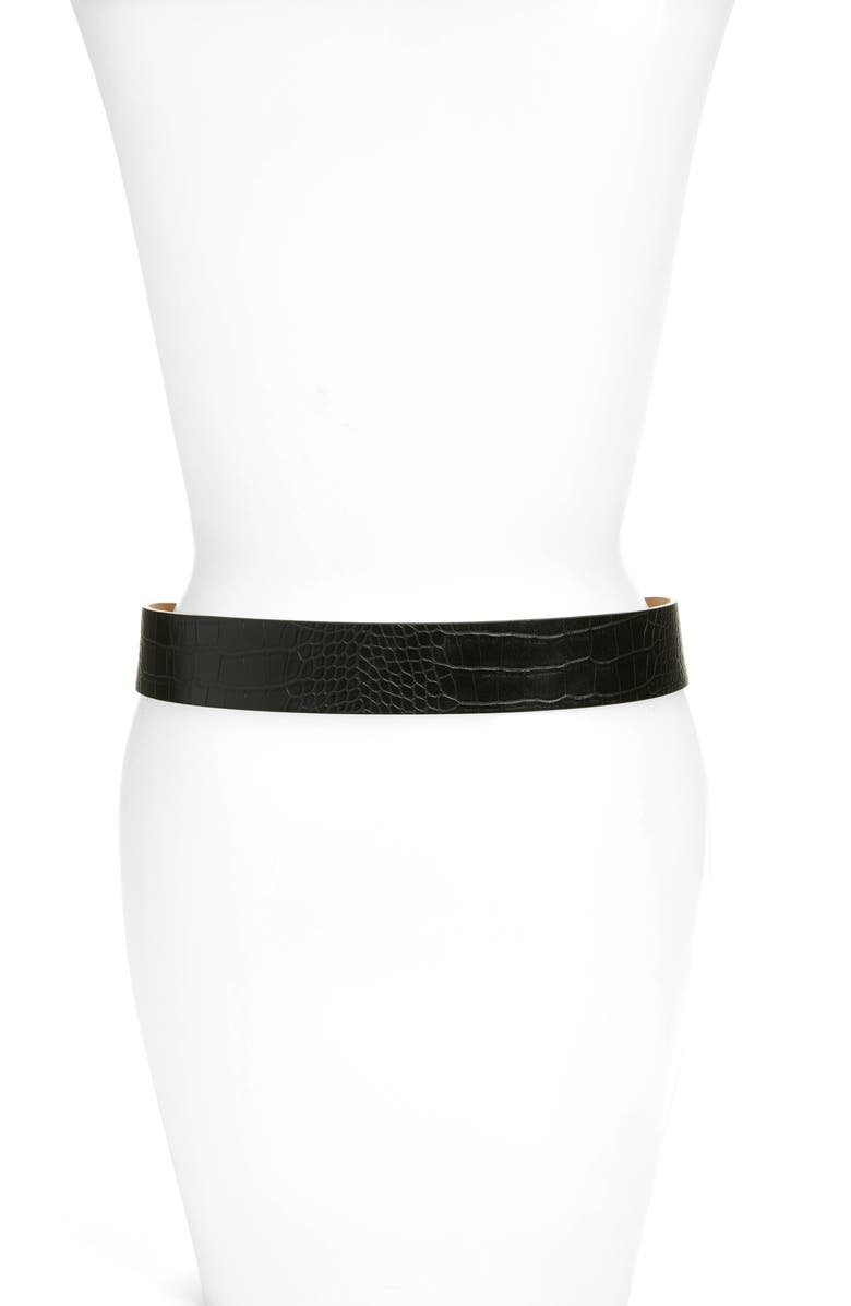 Halogen<sup>®</sup> Circle Buckle Croc Embossed Belt, Alternate, color, 