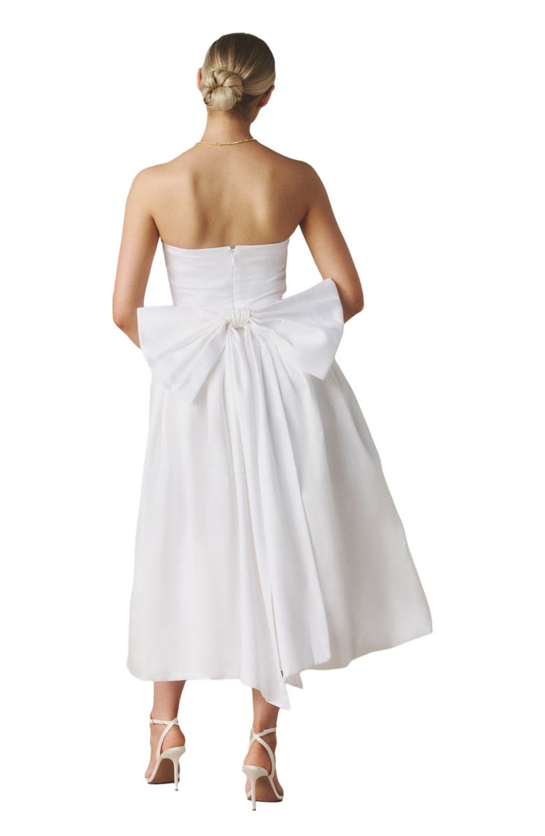 Six Stories Bandeau Bow Back Pleated Midi Dress, Alternate, color, 