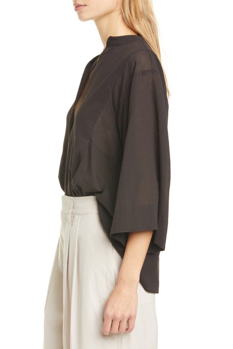 Paneled Bell Sleeve Popover Blouse, Alternate, color, BLACK