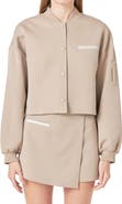 Grey Lab Crop Bomber Jacket