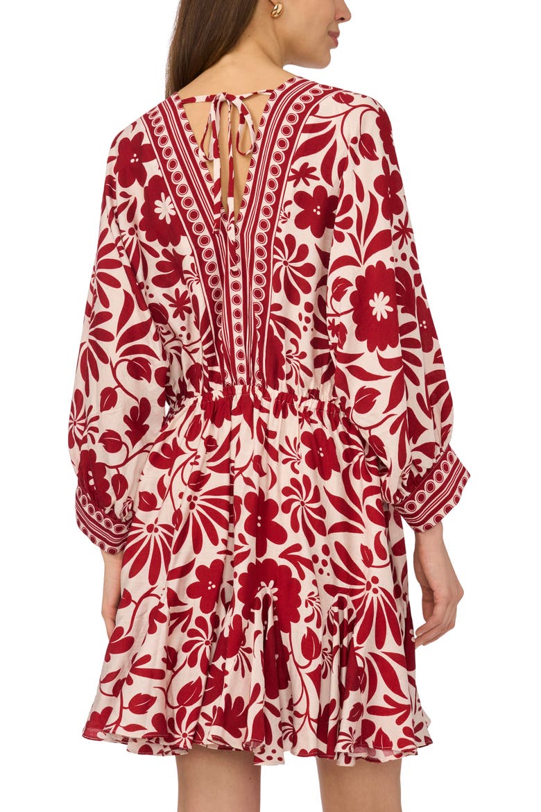 Printed Long Sleeve Dress, Alternate, color, RIO RED