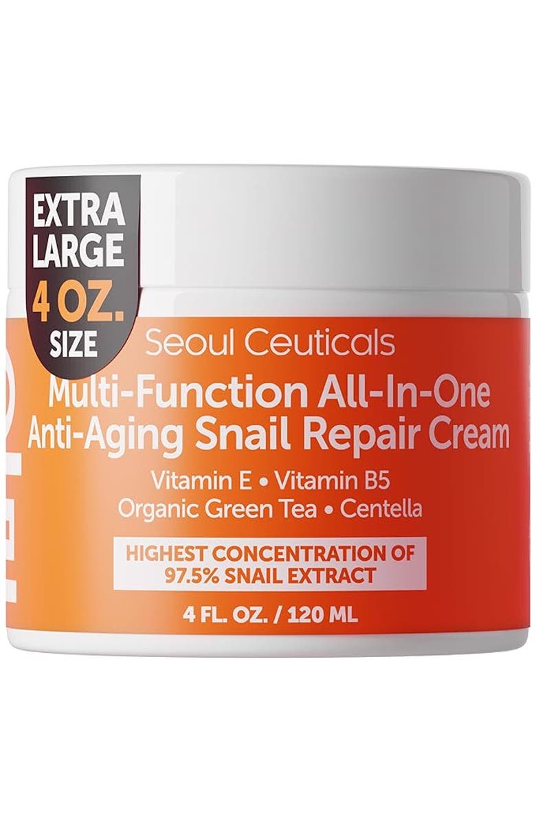 Seoul Ceuticals Korean Skincare Multi-Funcion All-In-One Anti Aging Snail Repair Cream, Main, color, White
