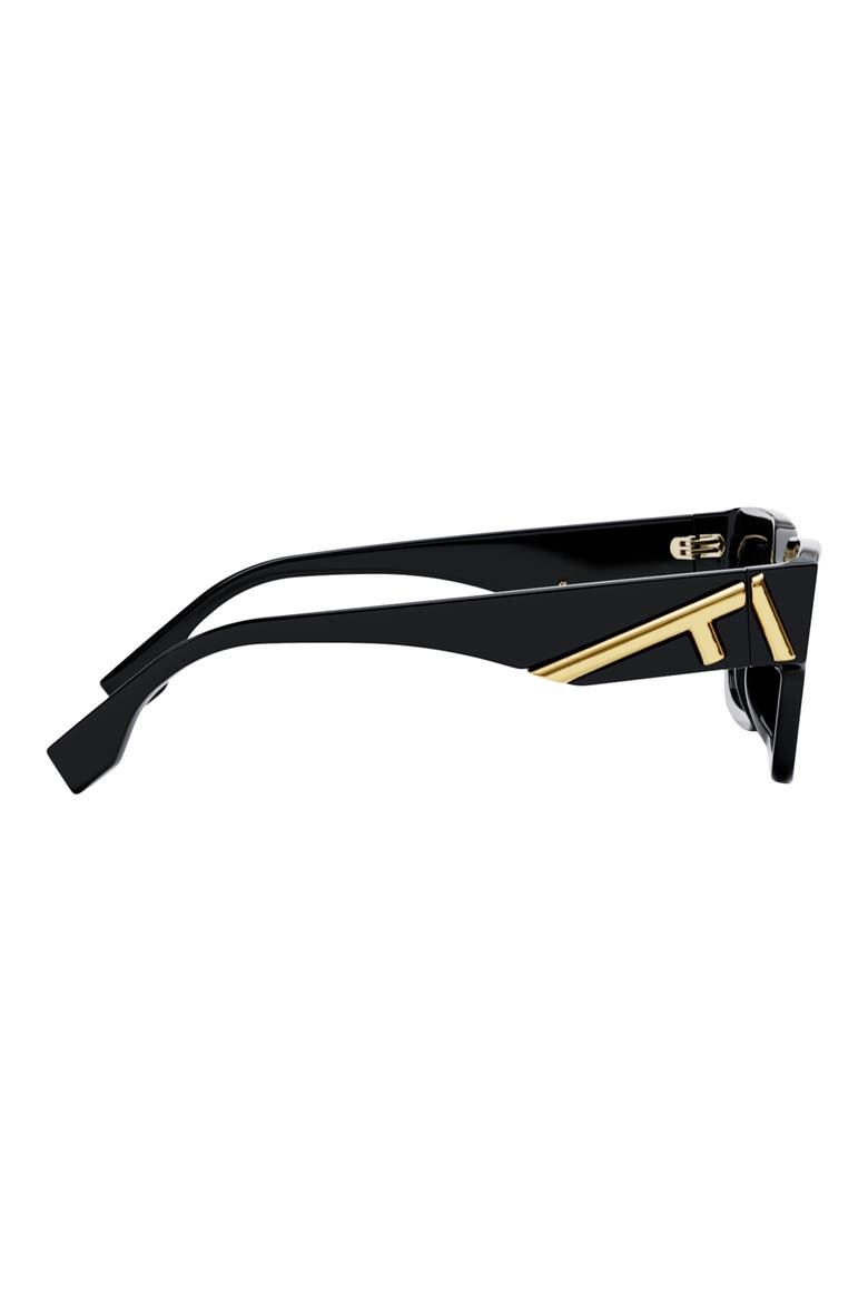 'Fendi First 63mm Rectangular Sunglasses, Alternate, color, SHINY BLACK / GRADIENT SMOKE