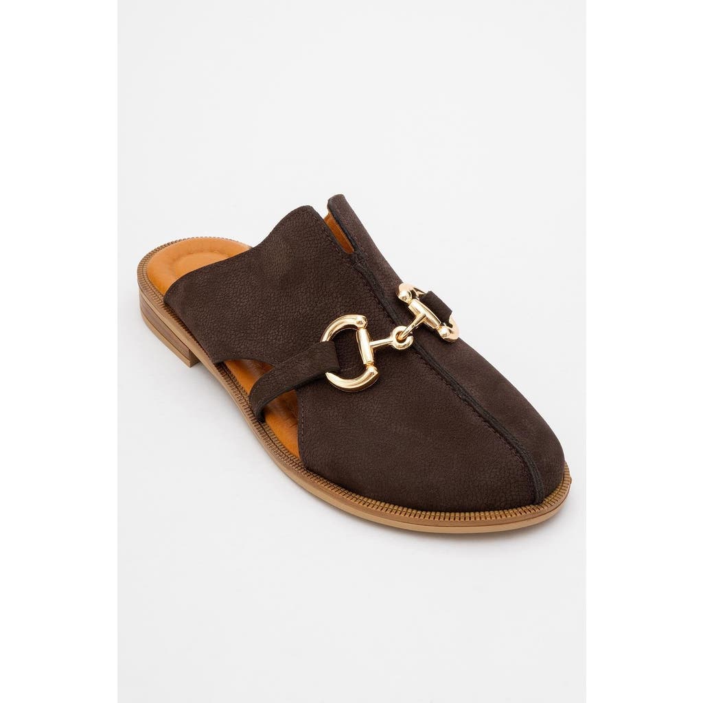 Forever & Always Shoes Favor Leather Mules In Brown
