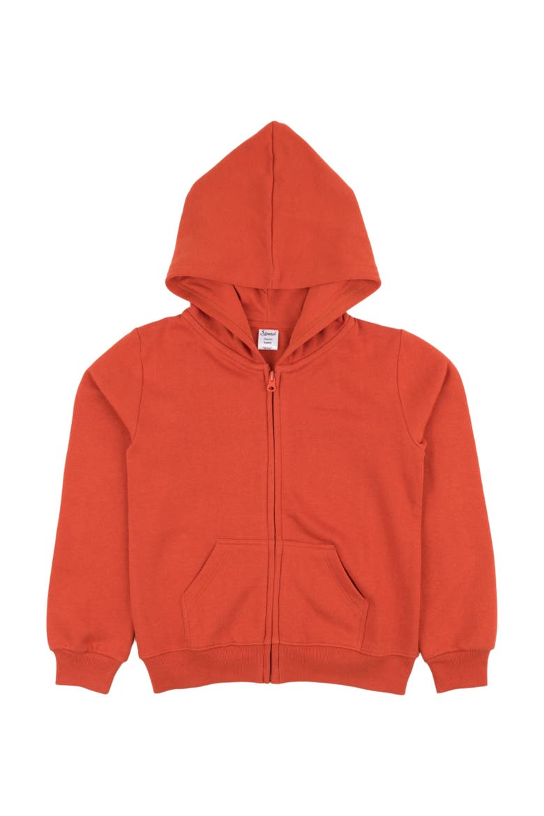 Kids Zip-Up Sweatshirt Hoodie, Cotton Blend, Solid Colors, Alternate, color, ORANGE