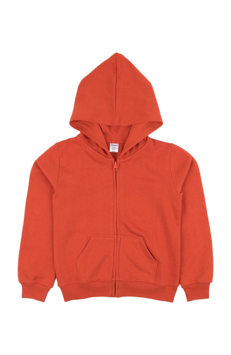 Leveret Kids Zip-Up Sweatshirt Hoodie, Cotton Blend, Solid Colors, Alternate, color, Orange